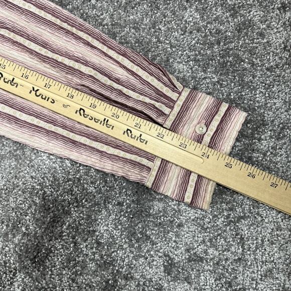 North Face Button Up Shirt Womens Large Seersucker Mesh Hiking Fishing Stripe - Picture 12 of 12